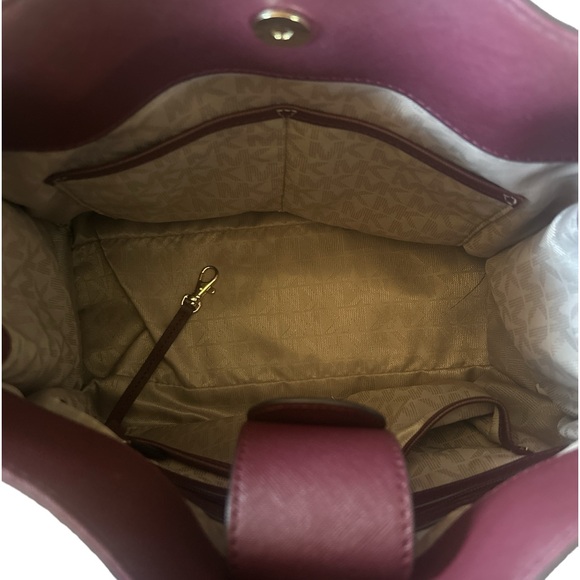 Michael Kors Large Merlot Hamilton Traveler Saffiano Leather Tote Bag - Picture 8 of 15